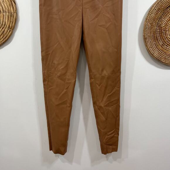 Zara Neutral Brown High Waist High Rise Faux Leather Skinny Pants Small - Picture 4 of 5